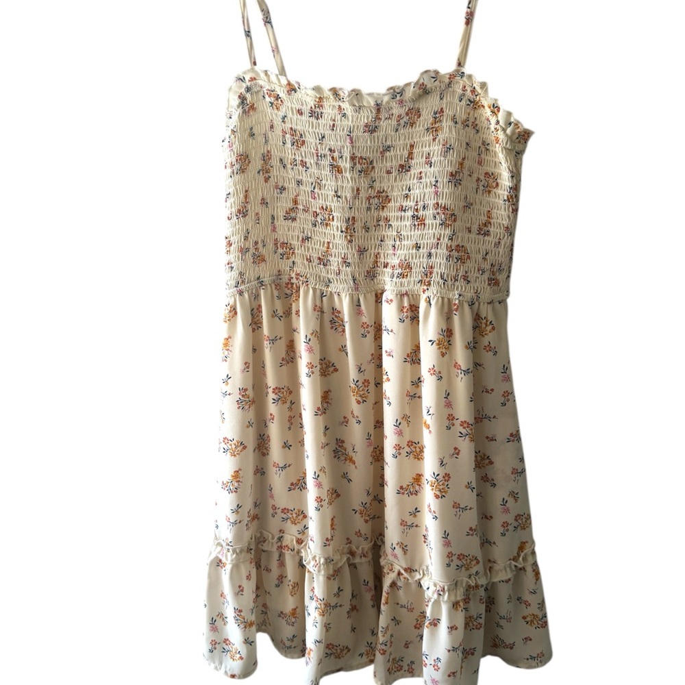 Floral Smocked Dress with Ruffle Hem